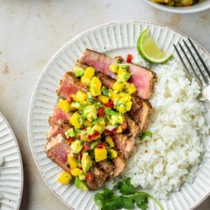Pan-Seared Tuna Steak with Avocado Salsa
