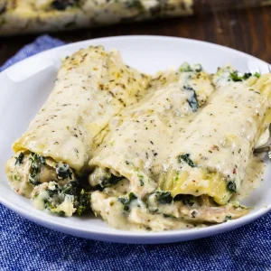 Chicken and Spinach Stuffed Manicotti